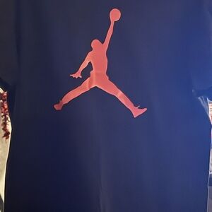 Blue T-Shirt with Red Jumpman Logo